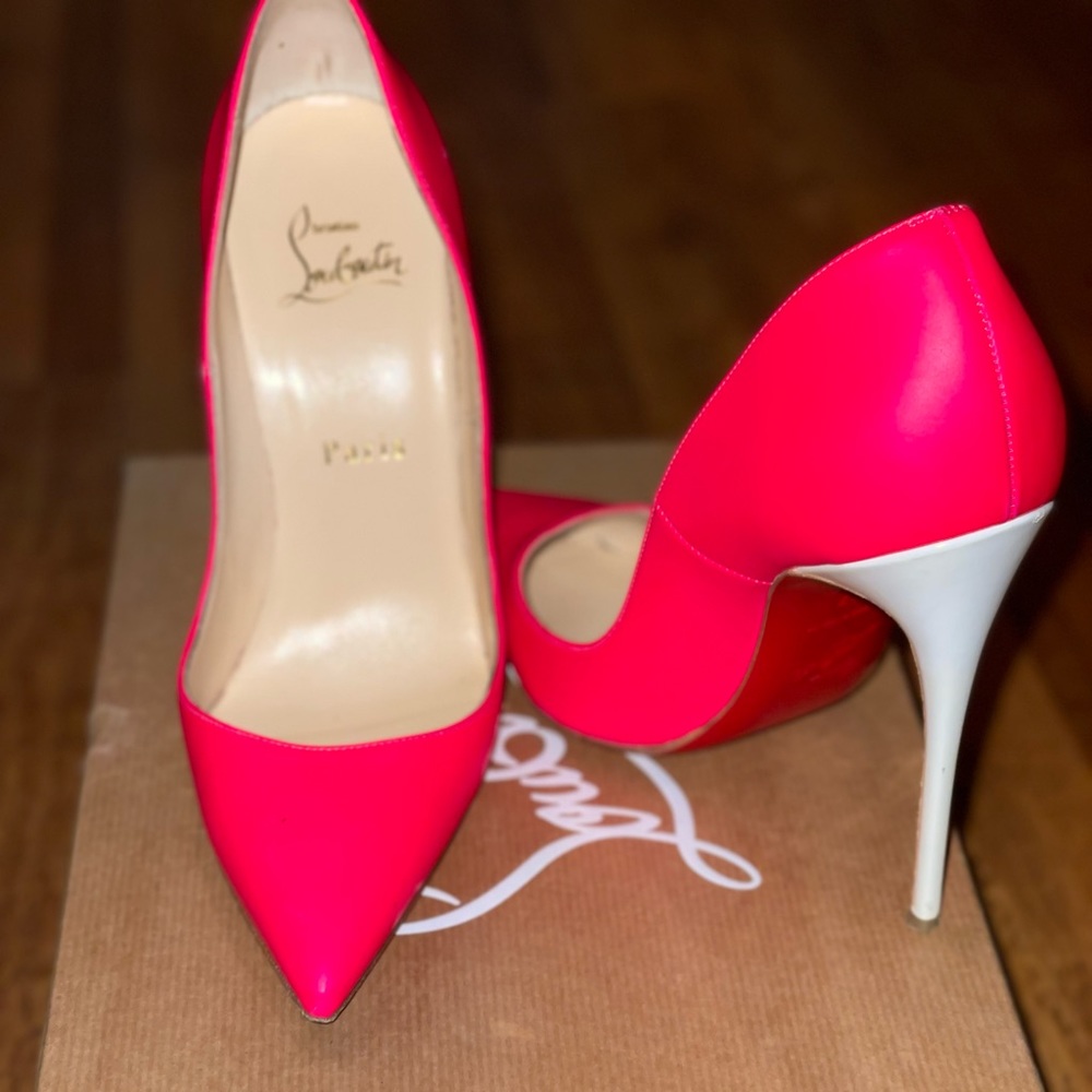 Christian Louboutin heels, sz37(7) , hot pink/white